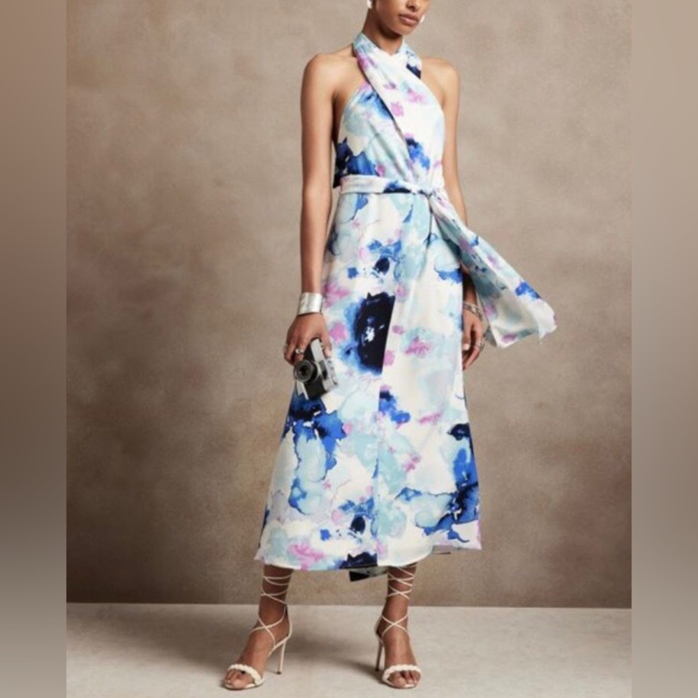 SOLD Banana Republic NEW backless halter Sundress floral size medium